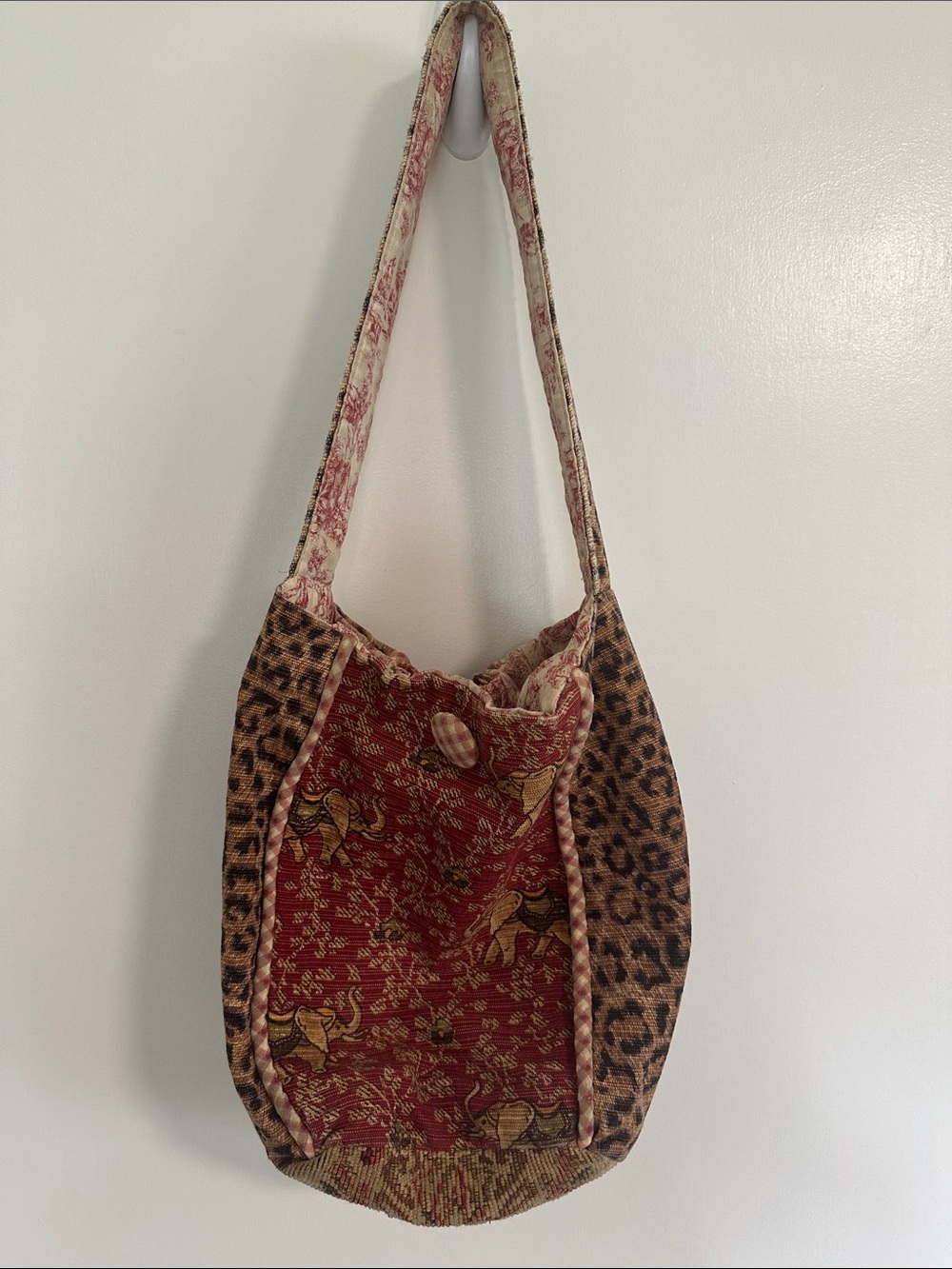 Boho Floral & Leopard Print Reversible Shoulder Bag